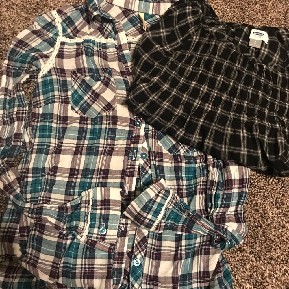 2 flannel style shirts